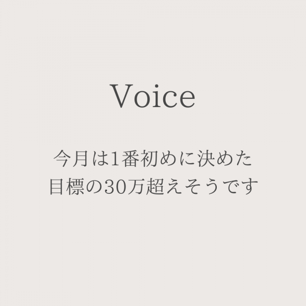 今月は1番初めに決めた目標の30万超えそうです