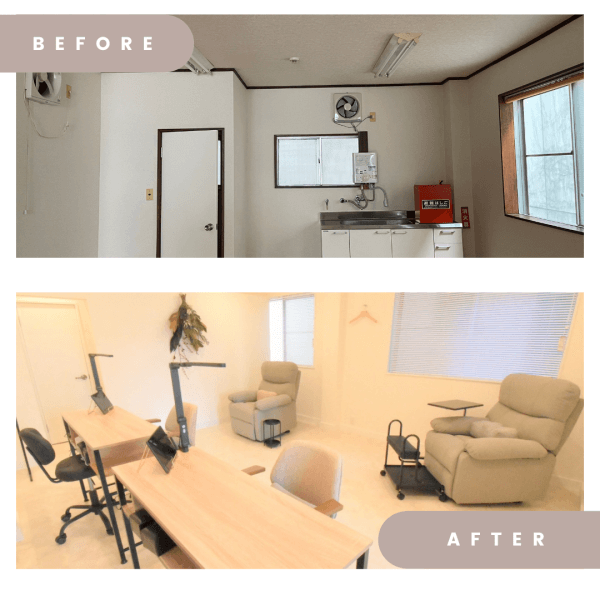 大変身！【ネイルサロン内装ビフォーアフター！】事例追加｜ネイルサロン開業・経営ならビオネイル